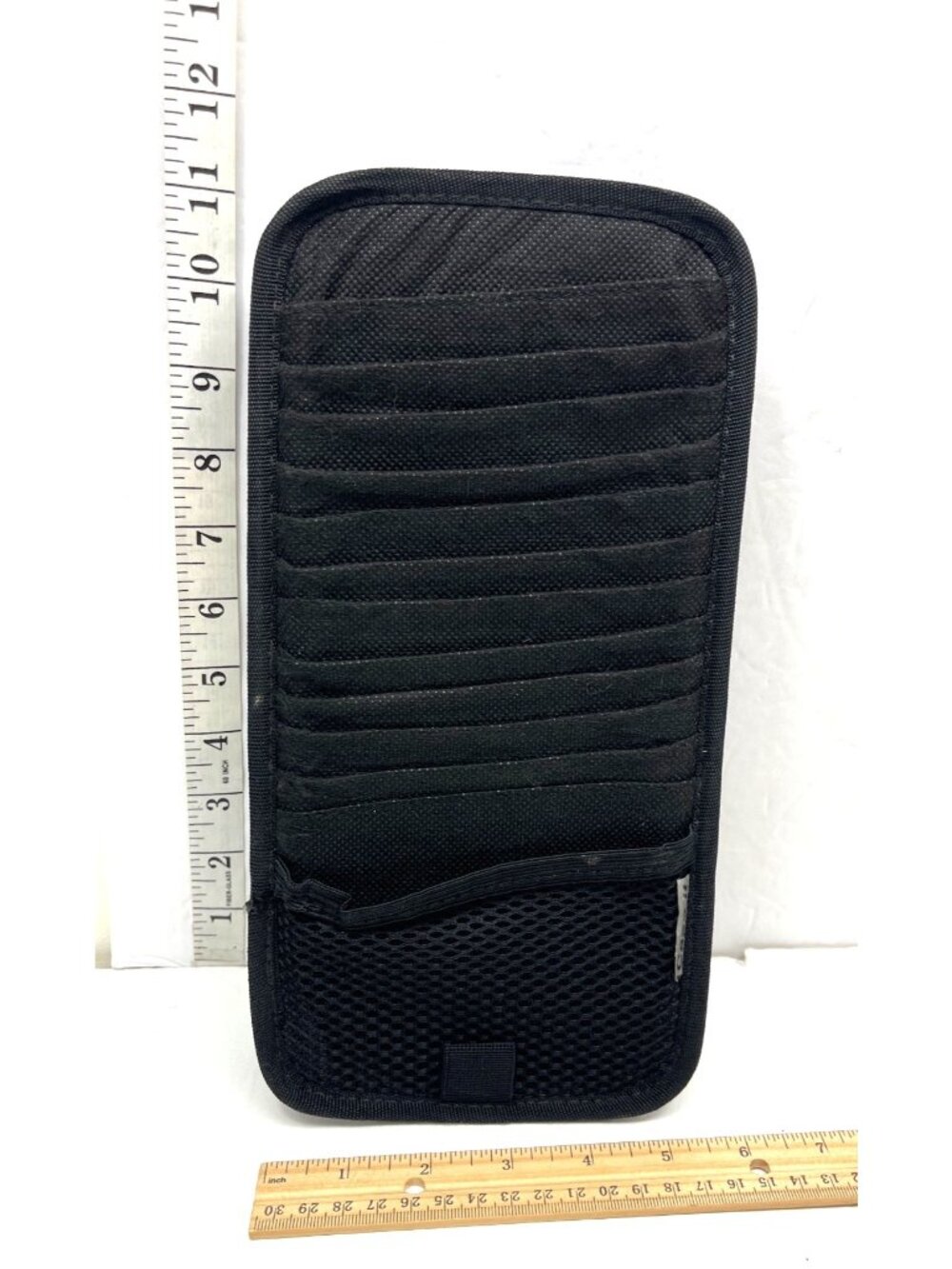 Case It Black Nylon CD Holder Organizer With Mesh Pocket & Velcro Straps 11"x5"